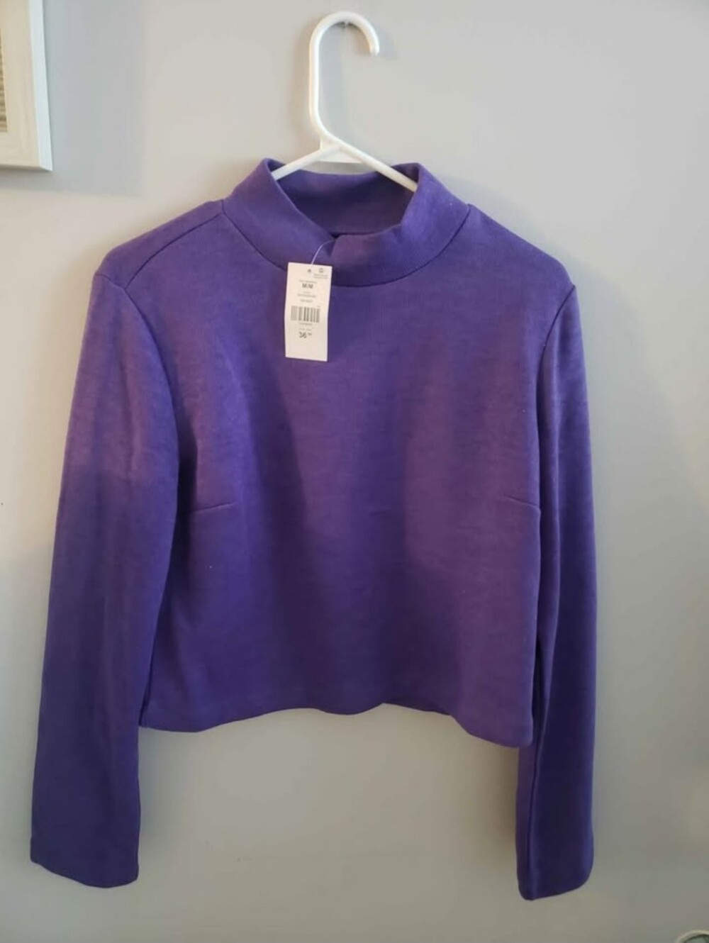 Suzy Shier Purple Mock Neck Long Sleeve Top